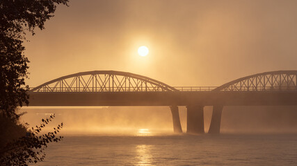 Puente de Hierro Over the Ebro River in Zaragoza at Sunrise