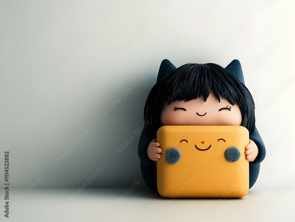 Poster charming 3d animated character with childlike proportions and features displays a joyful demeanor as