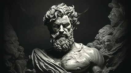 portrait capturing notable Stoic figures throughout history, such as Seneca, Epictetus, and Cato the Younger, honoring their contributions to Stoic philosophy and their enduring influence