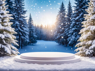 Obraz premium Winter Wonderland Product Display Podium