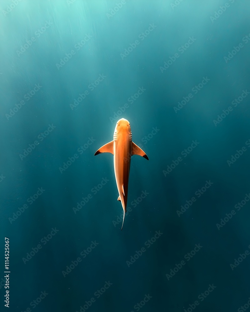 Poster a magnificent shark gliding effortlessly through the inky blue expanses of the open ocean its fierce