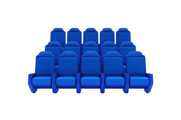 Fototapeta premium A row of blue seating chairs arranged neatly in a structured formation.