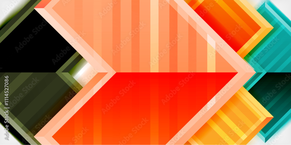 Poster arrow symbols created with 3d effects and line texture geometric abstract background