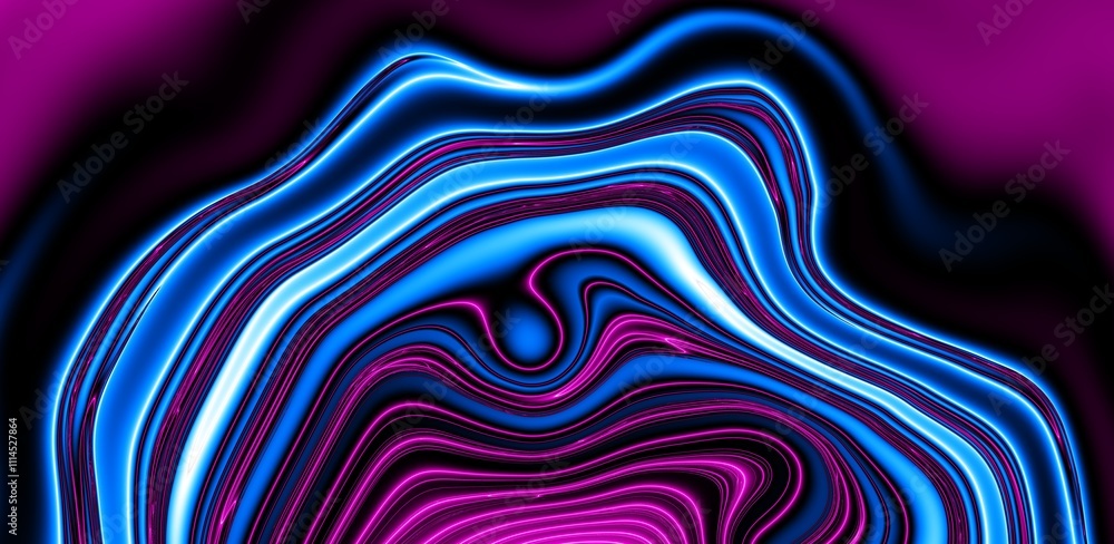 Poster abstract blue and purple dynamic background. futuristic vivd neon swirl lines. light effect.