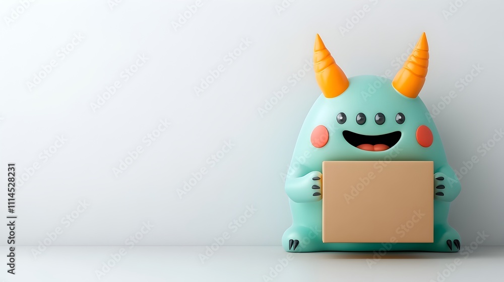 Poster cheerful and imaginative 3d rendered cartoon figure or anthropomorphized creature securely holding a