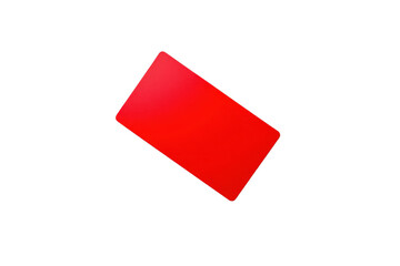 A vibrant red rectangular card positioned at an angle, showcasing its glossy surface.