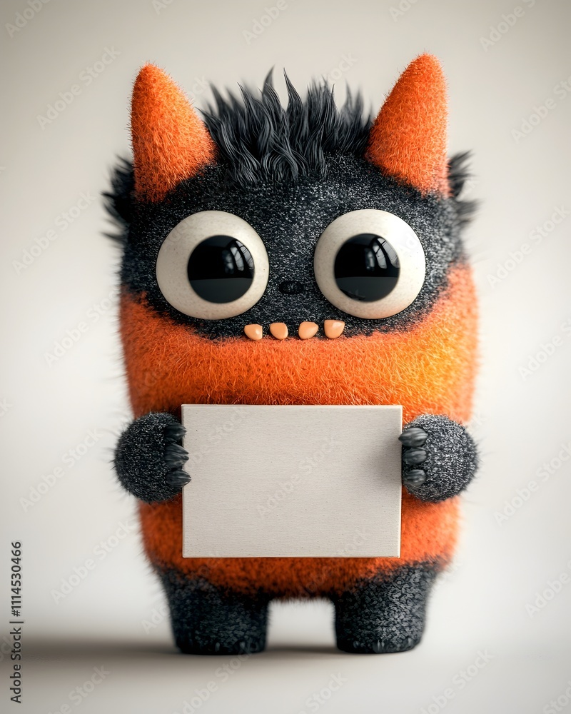 Poster adorable 3d rendered animated character design of a cute and expressive creature clutching a simple 