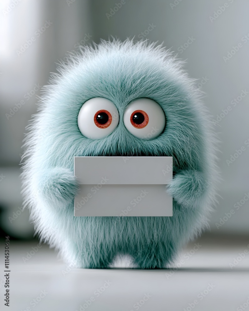 Aufkleber adorable 3d rendered animated character clutching a simple rectangular paper box perfect for childre