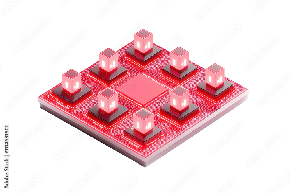 Aufkleber a grid of illuminated red led lights arranged in a square pattern, showcasing a modern electronic de