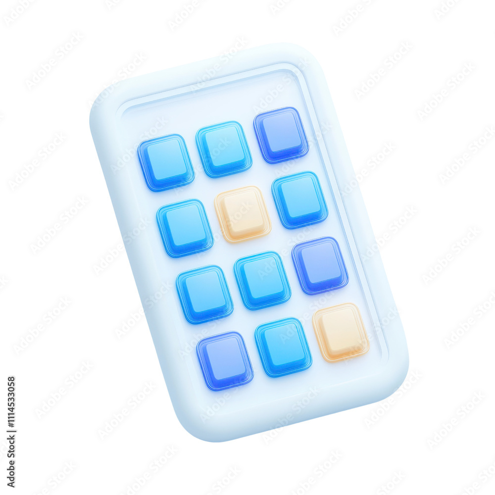 Poster a sleek, modern device featuring a grid of colorful buttons paired with a smooth, white casing.