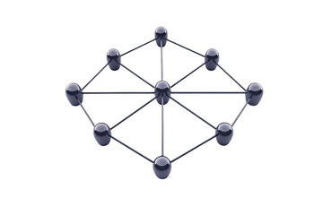 Fototapeta premium A geometric network structure with nodes connected by lines, representing relationships or communication pathways.