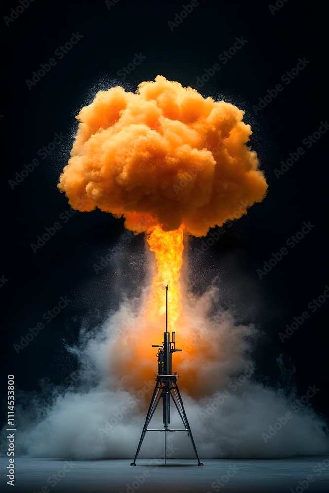 Poster a dazzling display of experimental technology this image captures a robotic apparatus generating bri