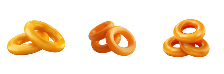3d render onion rings isolated on transparent background Cartoon Illustration in plastic style