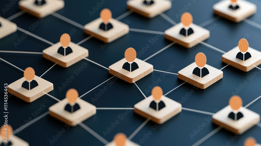 Poster a visually interconnected network of user icons arranged on a dark background, symbolizing communica