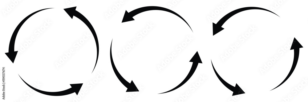 Poster circle arrow vector set. reload circular arrows set. repeat, refresh, circle arrow icon. rotation si