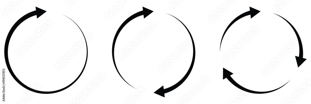 Poster circle arrow vector set. reload circular arrows set. repeat, refresh, circle arrow icon. rotation si