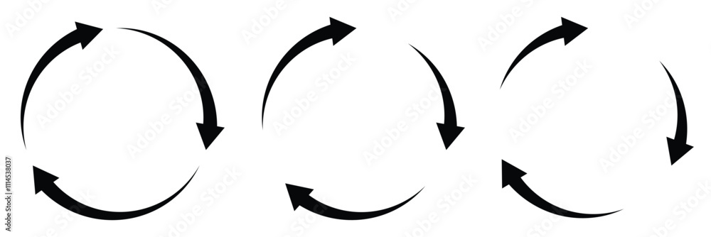 Poster vector icon with circular arrows illustration. different circular arrows of black color, different t