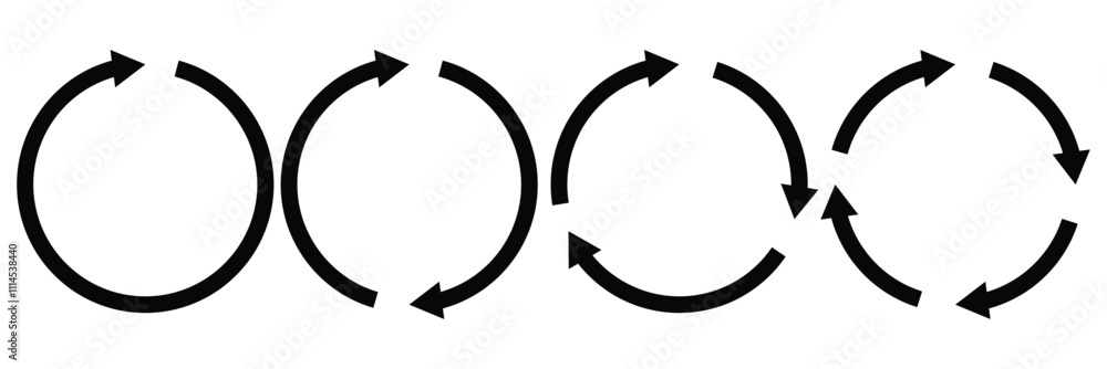 Poster circle arrow icon set. symbol of reload, refresh, loading, recycle and repeat. interconnecting round