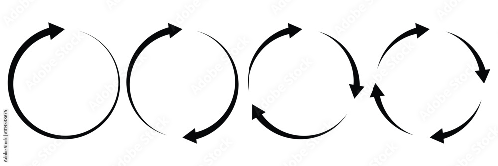 Poster circle arrow icon set. symbol of reload, refresh, loading, recycle and repeat. interconnecting round