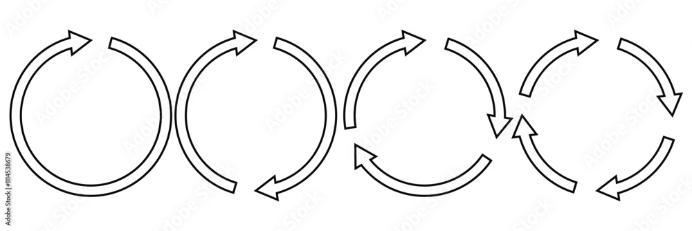 Poster circle arrow icon set. symbol of reload, refresh, loading, recycle and repeat. interconnecting round