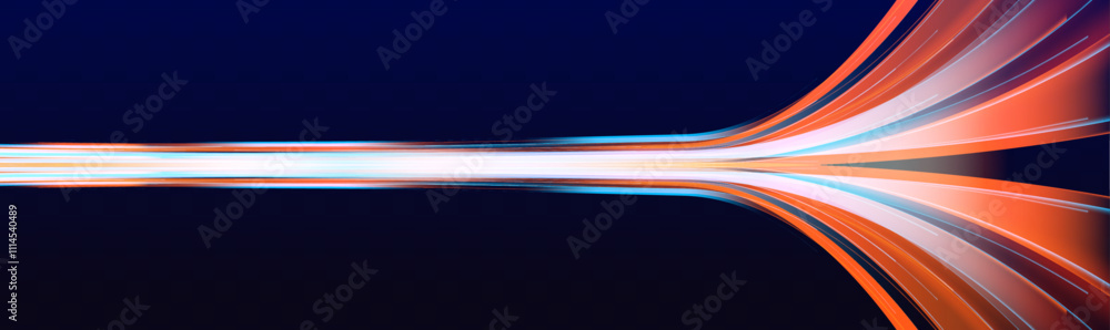 Poster Particle motion light effect. Abstract fire flare trace lens flares. Long exposure of motorways as speed. Luminous sparkling lines, glowing violet speed rays. 