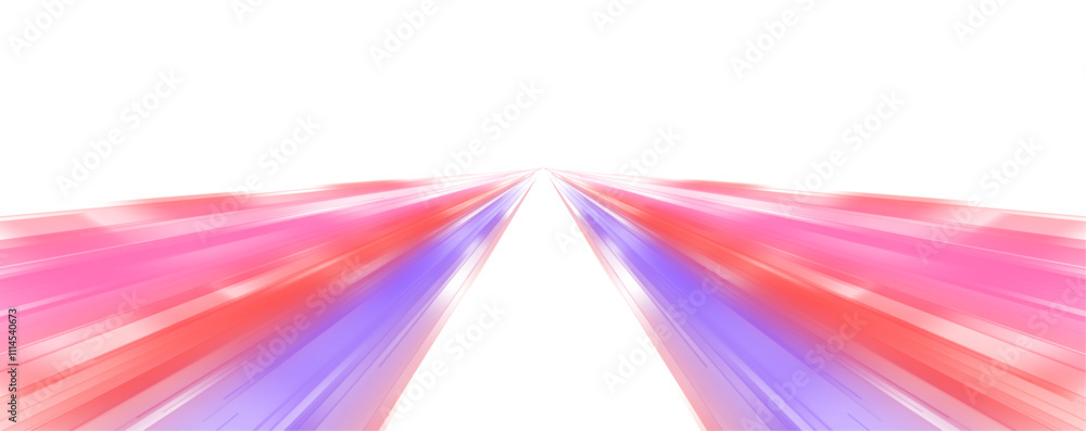 Aufkleber panoramic high speed technology concept, neon lines on white transparent background in png format. h