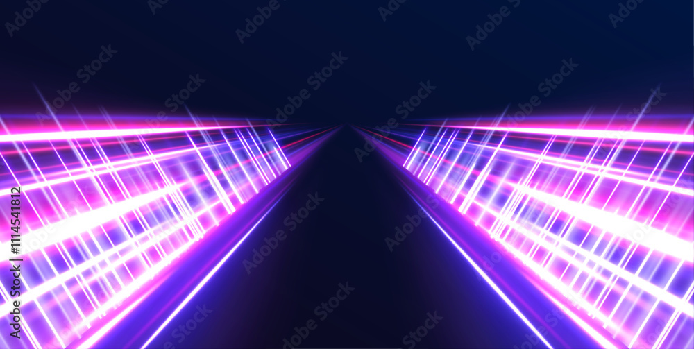 Aufkleber galactic speed of light with purple glowing wave swirls and impulse cable lines, creating an intense