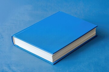 Notebook Book Cover. Blue Hardcover Textbook with White Background