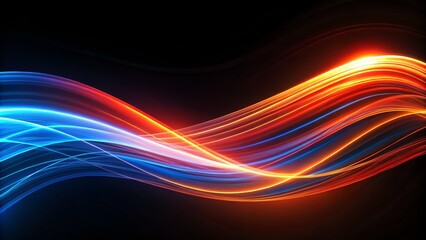 Fototapeta premium Dynamic Waveform Blue and Orange Glowing Abstract Curves