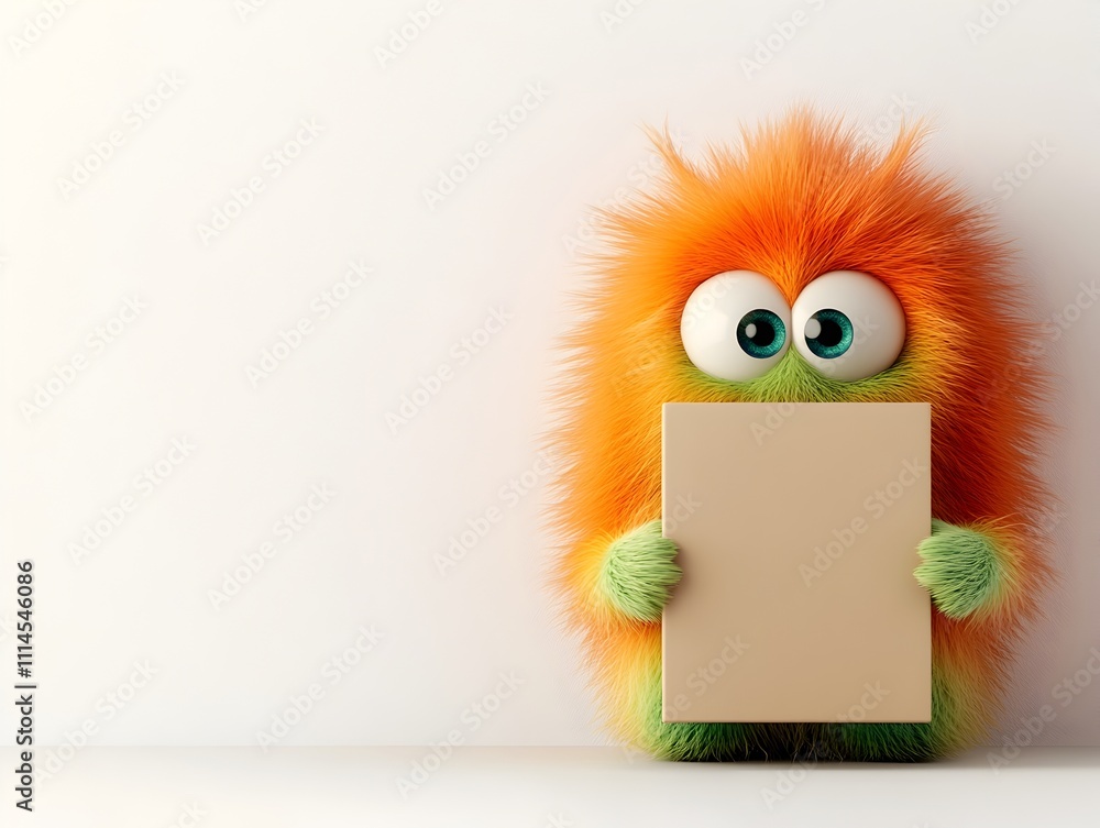 Aufkleber whimsical and imaginative 3d rendered anthropomorphic creature with expressive features firmly holdi