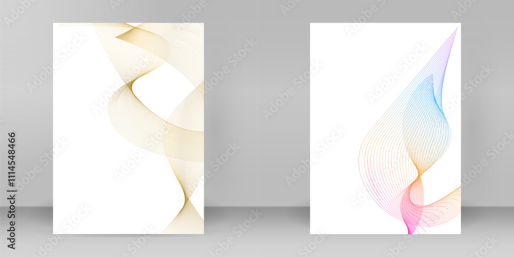 Poster advertisement flyer design elements. abstract lines waves element on white background isolated. vect