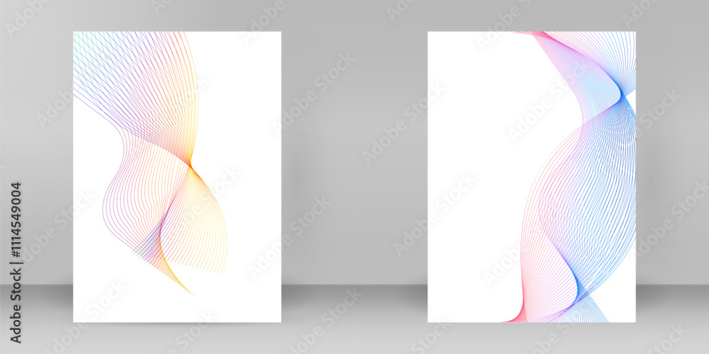 Poster advertisement flyer design elements. abstract lines waves element on white background isolated. vect