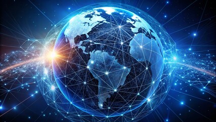 Obraz premium Global Network Digital Earth, Interconnected World