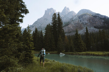 A young man enjoys a backpacking trip in the Wind River Range in Wyoming.