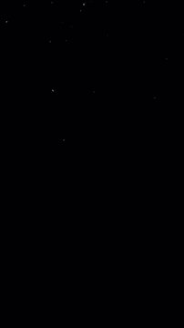 Falling snow isolated on a black background. Vertical format. 4K