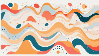 Colorful abstract waves and dots pattern in vibrant hues, artistic design, copy space