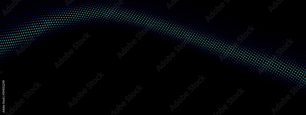 Aufkleber blue teal digital particles wave flow, digital cyberspace abstract background