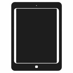 Tablet silhouette vector illustration and white background