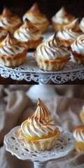 Small Cake. Lemon Meringue Mini Tarts with Homemade Curd in One Bite Desserts Idea