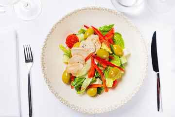 salad with olives and chicken