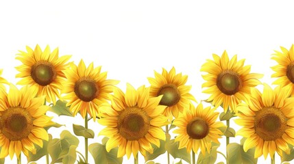 Obraz premium Sunflowers White Background. Beautiful Blooming Agriculture Botanical Botany