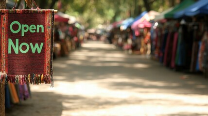 Obraz premium Open now concepts. Open market scene with an 