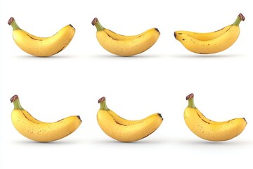 Set of bananas isolated in white background