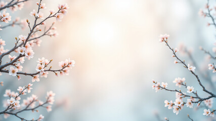 Obraz premium Beautiful Cherry Blossom Branches Against a Soft Background for Nature Enthusiasts