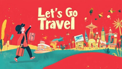 Happy person going on an adventure, traveling the world.