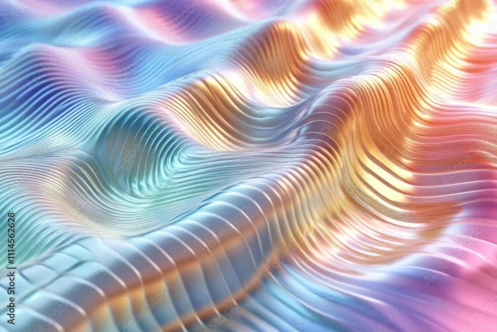 Poster abstract iridescent waves flowing smoothly together