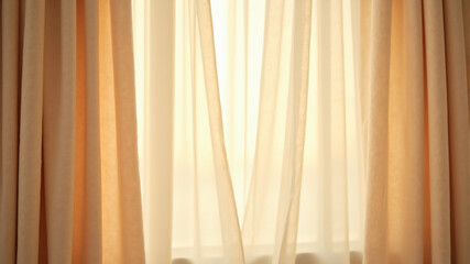 Fototapeta premium Elegant Sheer Curtains Enhancing Natural Light in Your Home Environment