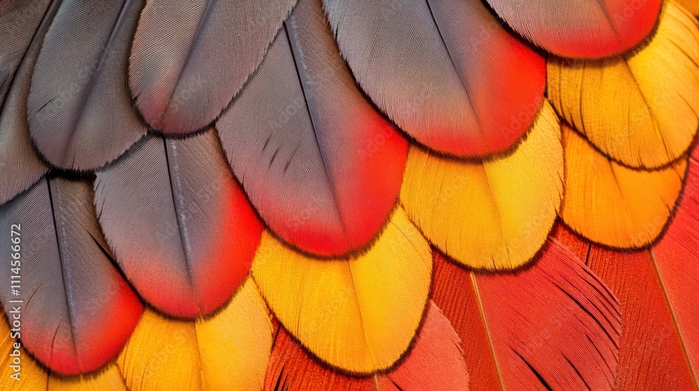 Poster Vivid Parrot Feathers Displaying Gradient Colors