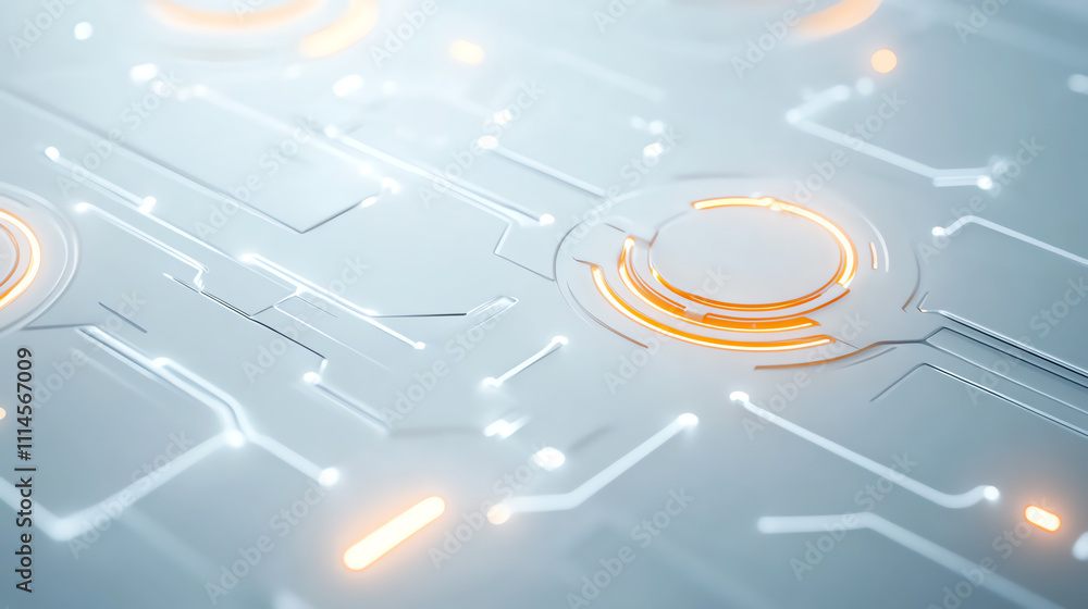 Aufkleber abstract circuit board design with glowing elements.