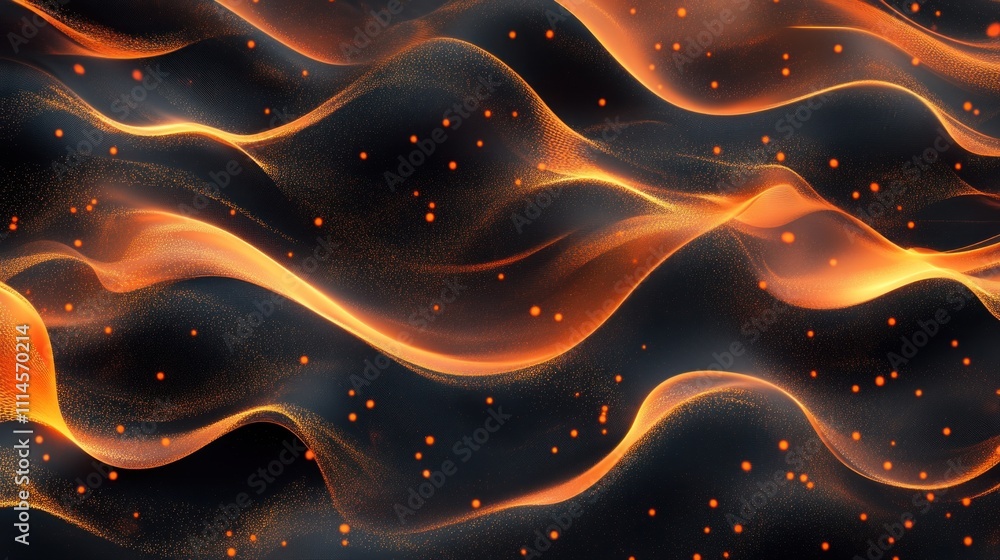 Poster Abstract Orange and Black Particle Wave Design